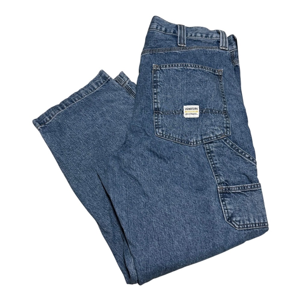 Levi's Signature Gold Wide Leg Light Wash 100% Cotton Carpenter Jeans Mens 36x30